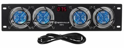 Rockville RRF4 19" Montaje en Rack 4 Ventilador Sistema de Enfriamiento con Pantalla LED de Temperatura Foto 1 de 4
