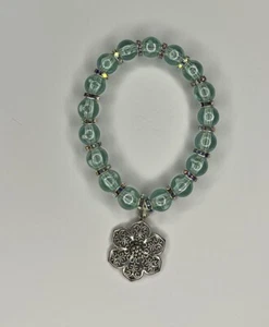 MINT GREEN AB Beaded Bracelet 10mm w Rhinestones 7โ + Free Gift๐ - Picture 1 of 1
