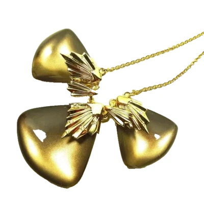 ALEXIS BITTAR Yellow Gold Plated Brown Glossy Lucite & Crystal Bib Necklace - Image 1 of 4