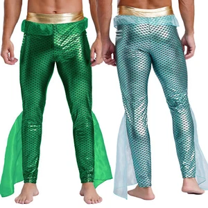 Mens Tights Party Trousers Sexy Mermaid Stage Pants Elastic Waist Bottoms Club - Picture 1 of 28