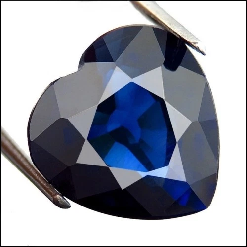 LAB CREATED BLUE SAPPHIRE 4 MM HEART CUT BEAUTIFUL COLOR AAA - Image 1 of 1