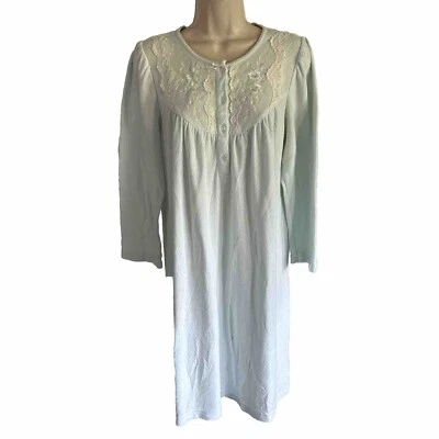 Miss NightGown Verde Menta Claro Mangas 3/4 Rodilla Escote Redondo Ribete de Encaje M Foto 1 de 4