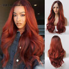 Średni gradient czerwona duże fale długie kręcone włosy mała koronkowa peruka T importowana koronkowa kobieta