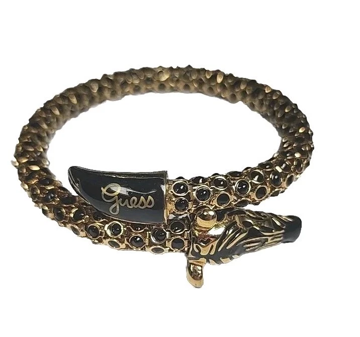 RARO Brazalete Envolvente Guess Zebra Chapado en Oro Negro Estrás y Esmalte De Colección   Foto 1 de 4