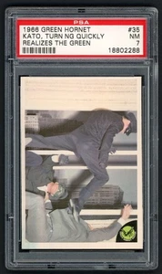 1966 DONRUSS GREEN HORNET #35 "KATO TURNING QUICKLY " CARD PSA 7 w/BRUCE LEE - Picture 1 of 2