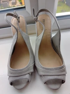 Ladies Slingback Peep Toe Shoes In Grey Size 5 3.5in Heel Gorgeous - Picture 1 of 12