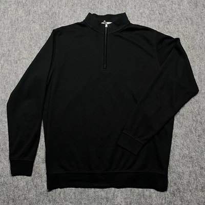 Suéter Peter Millar Para Hombres XXL Negro Cuarto Cremallera Pullover Golf Informal 100% Algodón Foto 1 de 4
