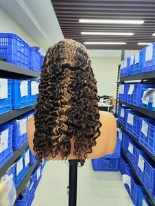 13x6 16inch HD Lace Frontal curly bob Wig 180% density 100% Human Hair - Picture 1 of 3
