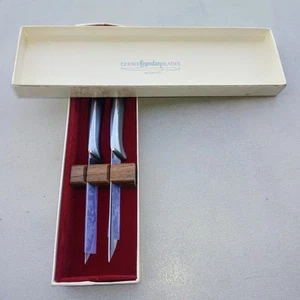 2 VINTAGE GERBER MIMING LEGENDARY Blades Steel Steak Knives Set Original Box EUC - Picture 1 of 5