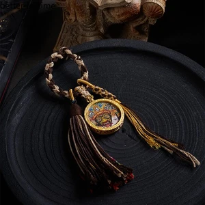 Exquisiter tibetischer Handarbeit gestrickter Baumwollseil Zakirham Thangka Auto hängender Anhänger - Bild 1 von 5