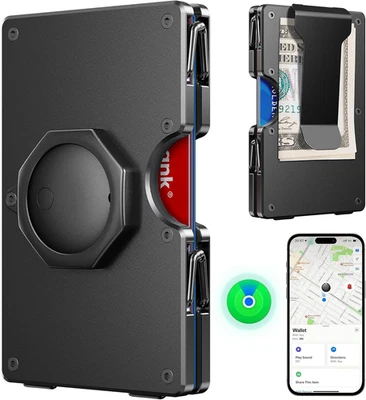 Cartera para hombre - Air Tags billetera de metal funciona con Apple Find My (solo iOS), para hombre con Foto 1 de 4