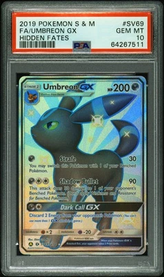 2019 POKEMON SUN & MOON HIDDEN FATES #SV69 FULL ART/UMBREON GX PSA 10 - Image 1 of 2