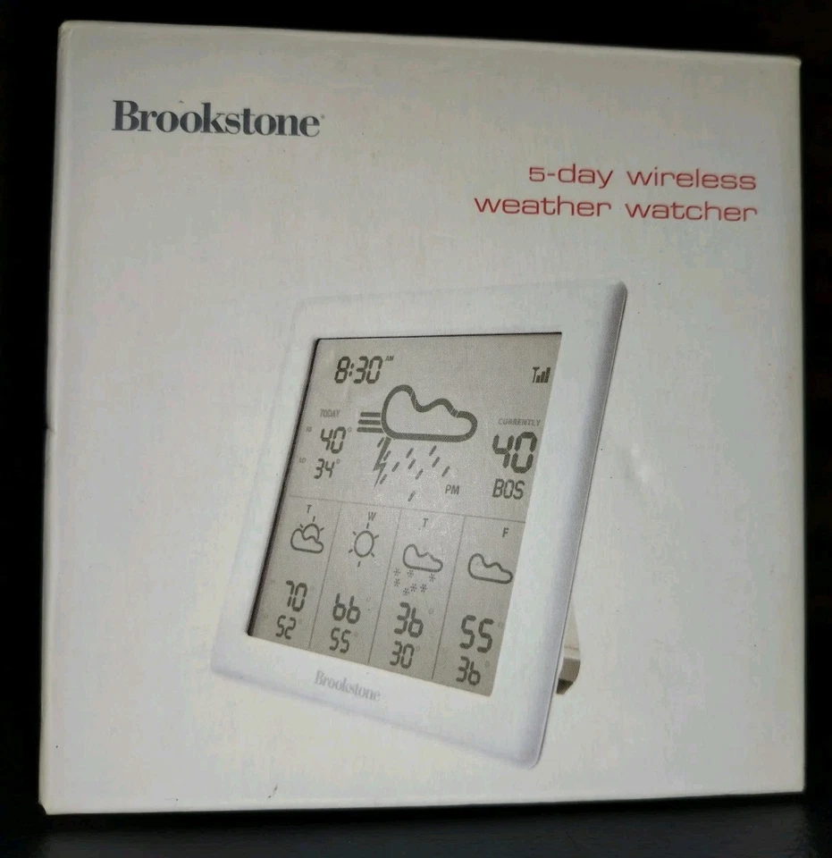 Nuevo Brookstone Wireless 5 Días Weather Cast Forecaster Watcher - ¡RARO! Foto 1 de 2