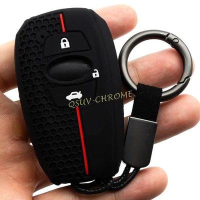 For Subaru Forester Impreza Outback BRZ Key Case Cover Chain Silicone 3 Buttons - Image 1 of 4