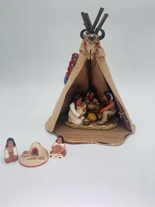 Artisan Handmade Native American Indian Family Teepee Wigwam Folk Art 10” - Picture 1 of 14