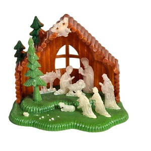 Vintage Hong Kong Plastic Nativity Scene Mini Crèche Figurines Christmas 445 - Picture 1 of 10