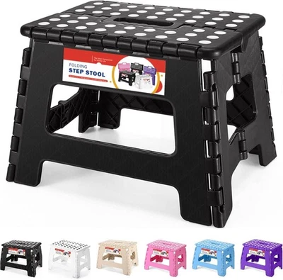 1-2PC Folding Step Stool Plastic Foldable Stools Non-Slip Portable 9" 11" 13" - Image 1 of 4