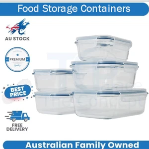 Glass Food Storage Containers with Lid 5 Pack Airtight Glass Meal Prep Container - Picture 1 of 8