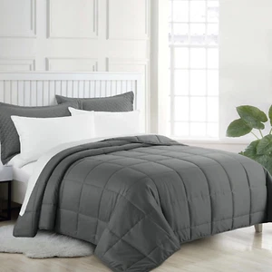 Oversized King Comforter 120x98, Lightweight Down Alternative, Grey - Picture 1 of 12