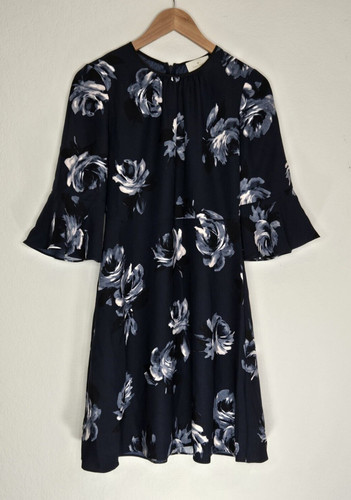 Abito Kate Spade Night Rose Crepe manica a campana taglia 2 donna