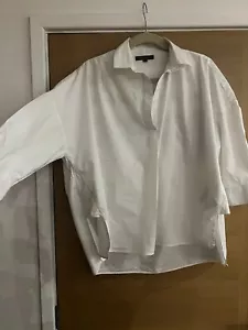 Camisa básica para mujer French Connection L blanca 100 % algodón manga larga cuello en V - Imagen 1 de 3