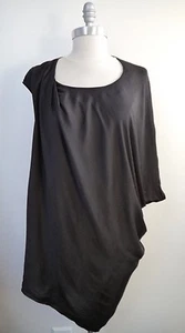 HELMUT LANG dark brown drapey asymmetrical long tunic top size S - Picture 1 of 7