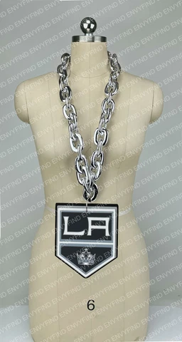 New NHL LOS ANGELES KINGS BIG Fan Chain SILVER Necklace Foam MI USA Cover