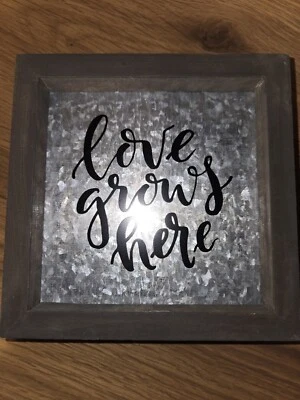 Love Grows Here - Indoor/outdoor Sign Wood/Aluminum Metal Rustic   - Image 1 of 3