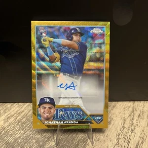 2023 TOPPS CHROME UPDATE JONATHAN ARANDA ROOKIE GOLD WAVE REFRACTOR AUTO 17/50 - Picture 1 of 3