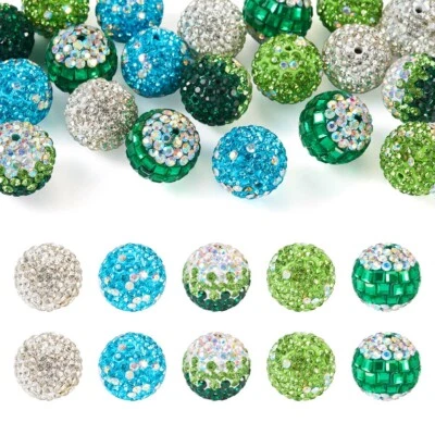 20 piezas cuentas redondas de bola de discoteca con diamantes de imitación de arcilla polimérica para hacer joyas 16 mm Foto 1 de 4