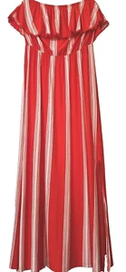 Next Red White Stripe Stretch Cold shoulder Long Dress Straight Pull over 18 uk - Picture 1 of 15