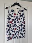 Next White & Navy Blouse Floral Top summer holiday Size 12 