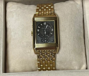 Man's Watch Jaeger-LeCoultre Manual Reverso Duo Day/Night All 18K Gold Bracelet - Picture 1 of 15