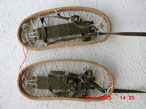 SCHNEESCHUHE HOLZ LEINEN SUPER ZUSTAND VOLLSTÄNDIG RETRO MODELL BERGFÜHRER - Bild 1 von 9