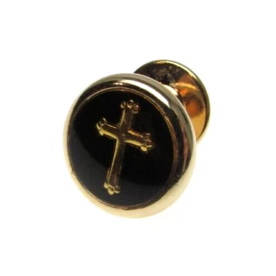 Pin de corbata/solapa de latón WEH Hayward esmalte negro con cruz de latón 1/2" Foto 1 de 4