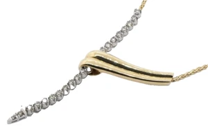 14K 2-tone gold elegant high fashion 0.85CT diamond formal necklace - Picture 1 of 6