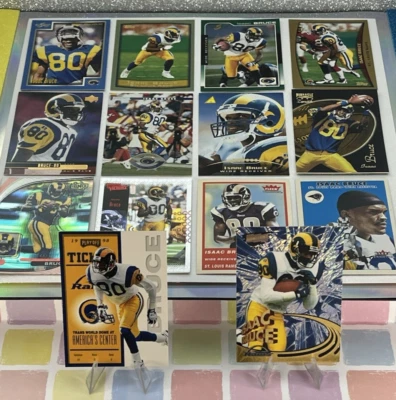 1995 Pinnacle 2004 Fleer Tradition Isaac Bruce Football Cards Playoff Contenders - Image 1 of 4