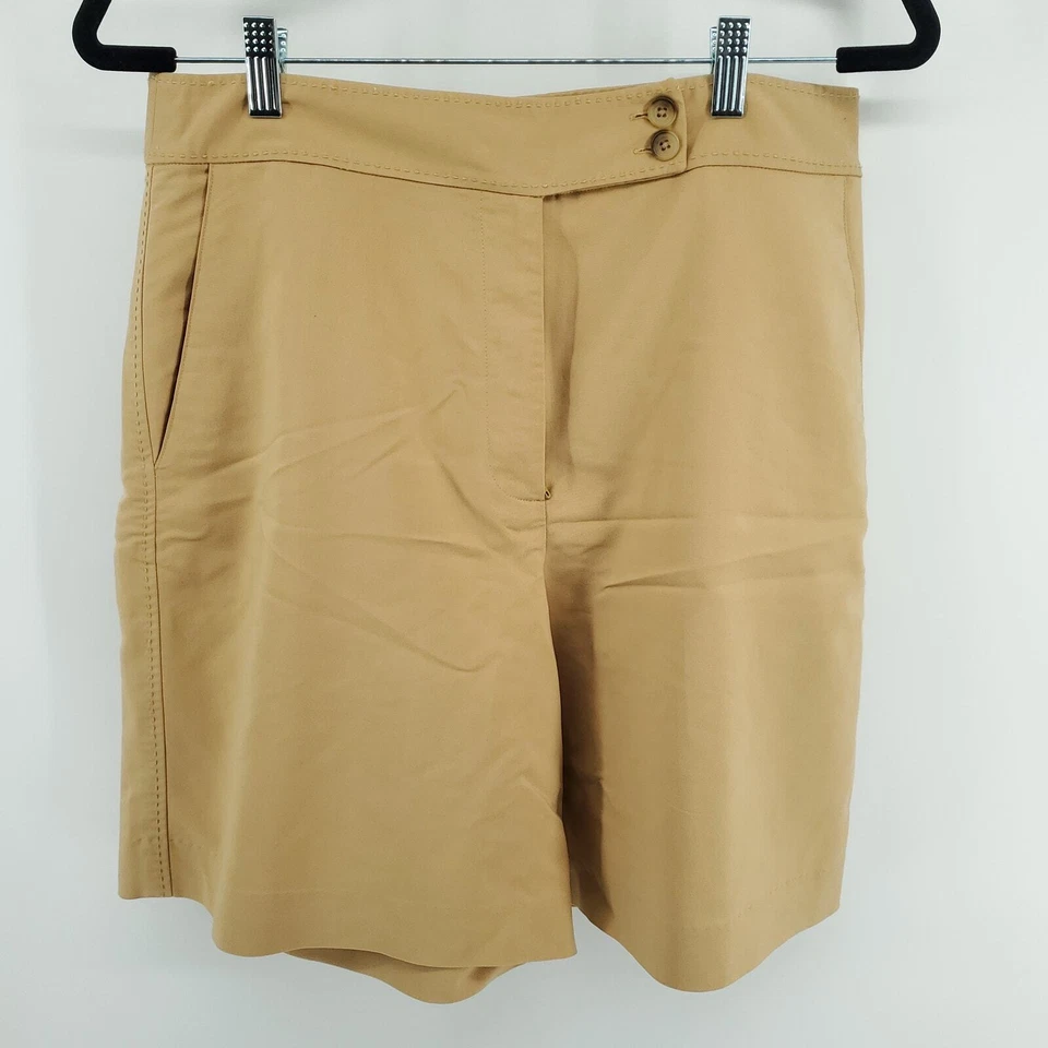 Izod Womens Vintage Stretch High Rise Bermuda Mom Shorts Camel Golf Shorts| 12 - Image 1 of 4