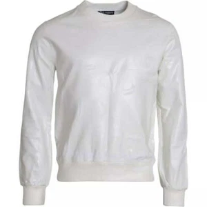 Dolce&Gabbana Men White Sweater 100% Cotton Long Sleeve Casual Pullover Sz IT 48 - Picture 1 of 7