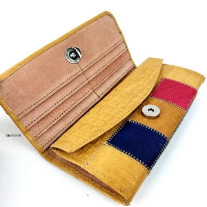 Vintage handgefertigte Colorblock mehrfarbig geprägtes Leder Akkordeon Clutch Geldbörse - Bild 1 von 8
