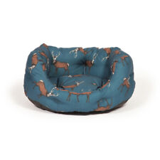 DELUXE DOG BED Danish Designs Woodland Stag Printed Slumber Warm Cosy