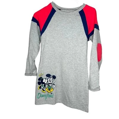 Disneyland Mickey & Minnie Dress Gray Colorblock Long Sleeve Girls Size Large - Image 1 of 4
