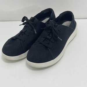 FITFLOP Women’s Lace Up Low Top Canvas Trainers Sneakers Black White 6.5 - Picture 1 of 6