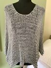 Eileen Fisher Short Sleeve Gray Dolman Loose Knit Top Blouse Shirt Sweater Small