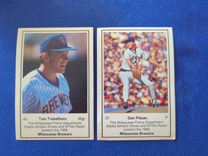 (2 Cards) 1988 Milwaukee Brewers Milwaukee Police - Tom Trebelhorn & Dan Plesac