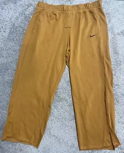 Nike Fleece Women 2X High Rise Full Length Sweatpants Slit Leg Gold FB3125-754 - Picture 1 of 12