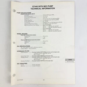 Hustler Excel ST440 With M23 Pump Hydraulics Specifications Manual 1990 - Picture 1 of 1