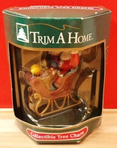 Trim A Home Collectible Tree Charm Santa Claus In Sleigh Toys Vintage Kmart NIB - Picture 1 of 9