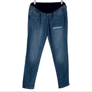 A:Glow Maternity Distressed Medium Wash Slim Skinny Fit Pull On Jeans Size 10 - Picture 1 of 10
