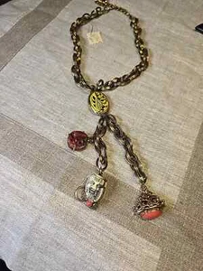 SELRO NECKLACE Charm with Asia inspired Lucite Okina Mask and charms #304 - Picture 1 of 9